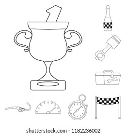 Isolated object of car and rally icon. Set of car and race vector icon for stock.