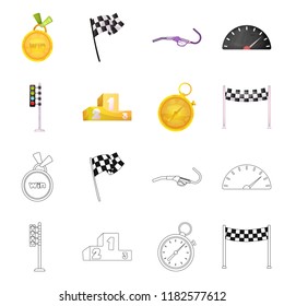 Isolated object of car and rally icon. Collection of car and race vector icon for stock.