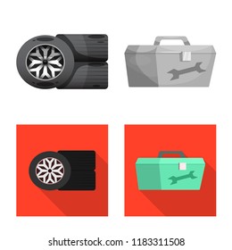 Isolated object of car and rally icon. Set of car and race vector icon for stock.