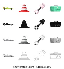 Isolated object of car and rally icon. Set of car and race stock vector illustration.