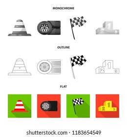 Isolated object of car and rally icon. Collection of car and race stock vector illustration.