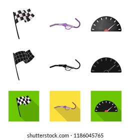Isolated object of car and rally icon. Collection of car and race vector icon for stock.
