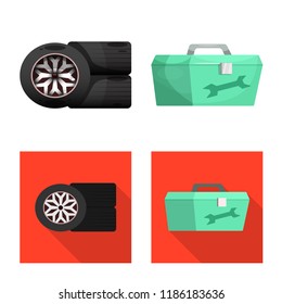 Isolated object of car and rally icon. Collection of car and race stock symbol for web.
