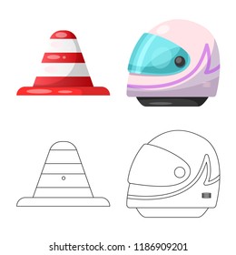 Isolated object of car and rally icon. Collection of car and race vector icon for stock.