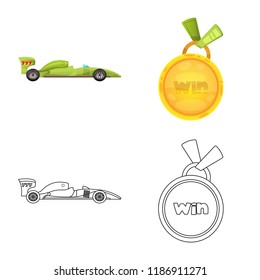 Isolated object of car and rally icon. Collection of car and race stock symbol for web.