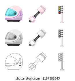 Isolated object of car and rally icon. Collection of car and race stock symbol for web.
