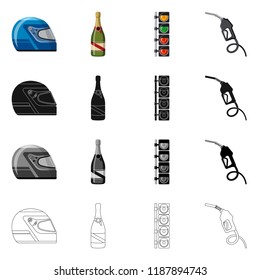 Isolated object of car and rally icon. Collection of car and race vector icon for stock.