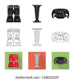 Isolated object of car and rally icon. Collection of car and race vector icon for stock.