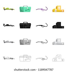 Isolated object of car and rally icon. Collection of car and race vector icon for stock.