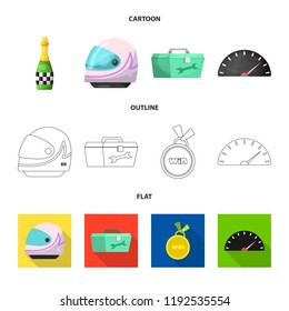 Isolated object of car and rally icon. Collection of car and race vector icon for stock.