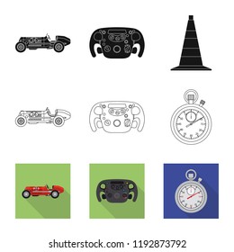 Isolated object of car and rally icon. Collection of car and race stock vector illustration.