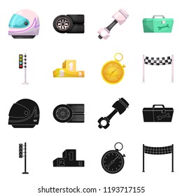 Isolated object of car and rally icon. Set of car and race vector icon for stock.