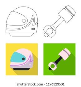 Isolated object of car and rally icon. Collection of car and race stock symbol for web.