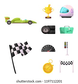 Isolated object of car and rally icon. Collection of car and race vector icon for stock.