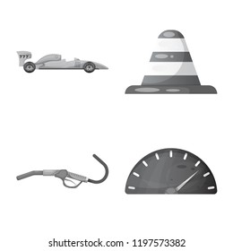 Isolated object of car and rally icon. Collection of car and race vector icon for stock.