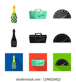 Isolated object of car and rally icon. Collection of car and race vector icon for stock.