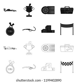 Isolated object of car and rally icon. Set of car and race stock symbol for web.