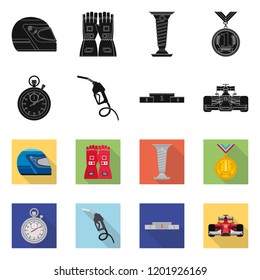 Isolated object of car and rally icon. Set of car and race vector icon for stock.
