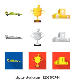 Isolated object of car and rally icon. Collection of car and race vector icon for stock.