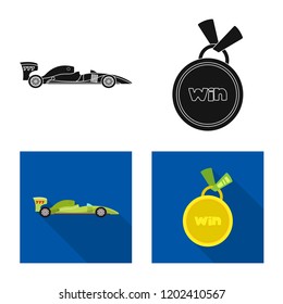 Isolated object of car and rally icon. Set of car and race stock vector illustration.