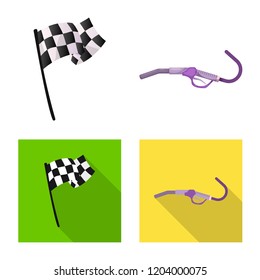Isolated object of car and rally icon. Set of car and race stock vector illustration.