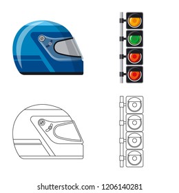 Isolated object of car and rally icon. Collection of car and race stock vector illustration.
