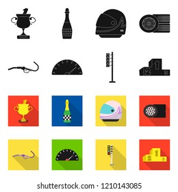 Isolated object of car and rally icon. Set of car and race stock vector illustration.