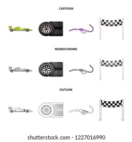 Isolated object of car and rally icon. Collection of car and race vector icon for stock.