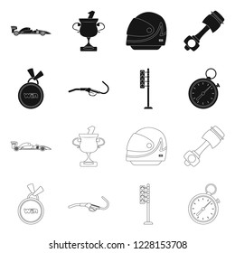 Isolated object of car and rally icon. Collection of car and race stock vector illustration.