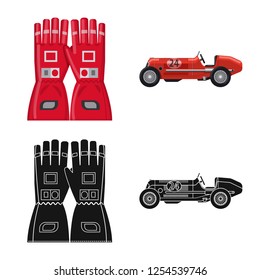 Isolated object of car and rally icon. Collection of car and race vector icon for stock.