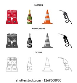 Isolated object of car and rally icon. Set of car and race stock vector illustration.