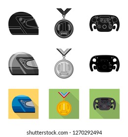 Isolated object of car and rally icon. Set of car and race stock symbol for web.