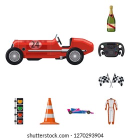 Isolated object of car and rally icon. Collection of car and race stock vector illustration.