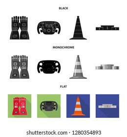 Isolated object of car and rally icon. Collection of car and race stock symbol for web.