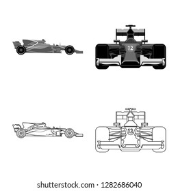Isolated object of car and rally icon. Set of car and race stock symbol for web.