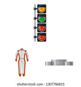 Isolated object of car and rally icon. Collection of car and race vector icon for stock.