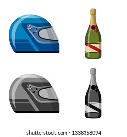 Isolated object of car and rally icon. Set of car and race stock vector illustration.