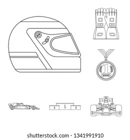 Isolated object of car and rally icon. Collection of car and race vector icon for stock.