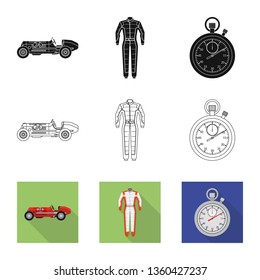 Isolated object of car and rally icon. Collection of car and race stock symbol for web.