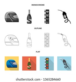 Isolated object of car and rally icon. Set of car and race stock symbol for web.