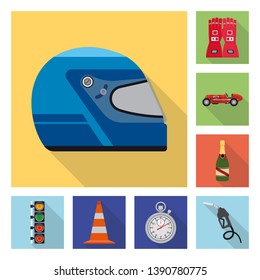 Isolated object of car and rally icon. Set of car and race stock symbol for web.