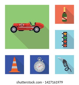 Isolated object of car and rally icon. Collection of car and race stock symbol for web.