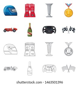 Isolated object of car and rally icon. Collection of car and race stock symbol for web.