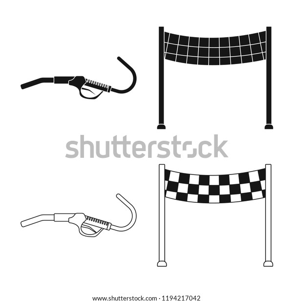 Isolated object of car and rally\
icon. Collection of car and race stock vector\
illustration.