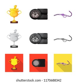 Isolated object of car and rally logo. Set of car and race vector icon for stock.