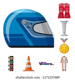 Isolated object of car and rally logo. Collection of car and race vector icon for stock.
