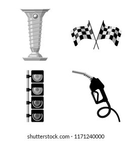 Isolated object of car and rally logo. Set of car and race vector icon for stock.
