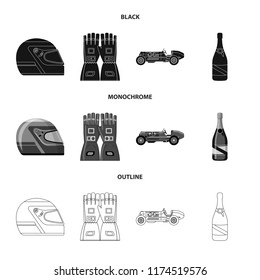 Isolated object of car and rally logo. Collection of car and race vector icon for stock.