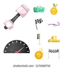 Isolated object of car and rally logo. Collection of car and race stock vector illustration.