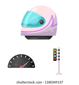 Isolated object of car and rally logo. Collection of car and race vector icon for stock.
